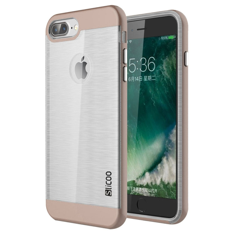 SLiCOO for iPhone 8 Plus & 7 Plus   Concise Fashion Separable Dichromatic Brushed Texture Transparent TPU + Electroplating PC Combination Case
