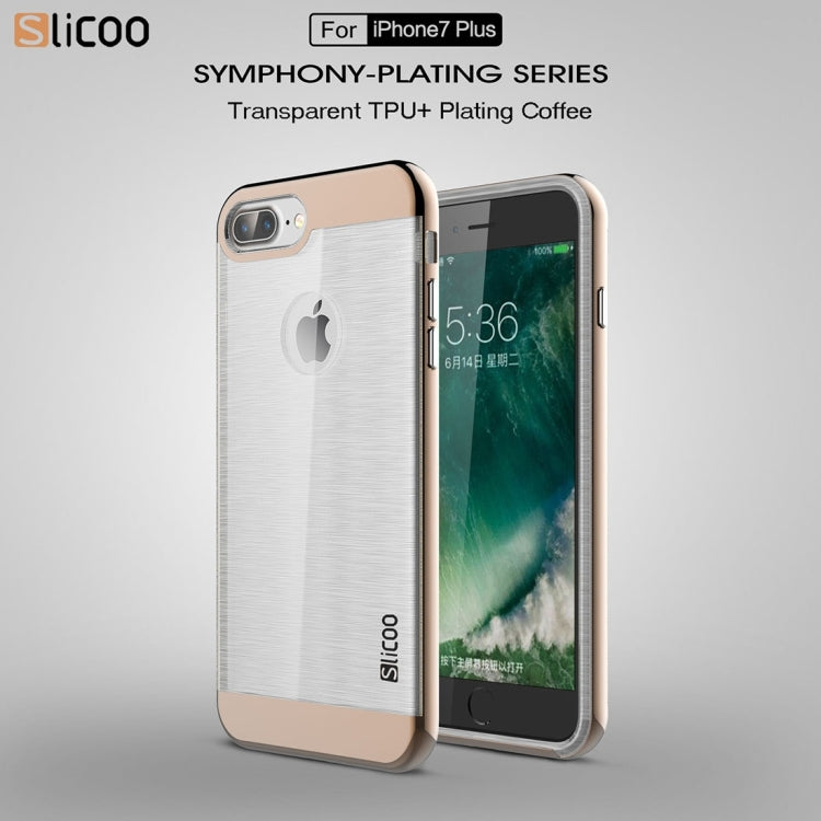 SLiCOO for iPhone 8 Plus & 7 Plus   Concise Fashion Separable Dichromatic Brushed Texture Transparent TPU + Electroplating PC Combination Case