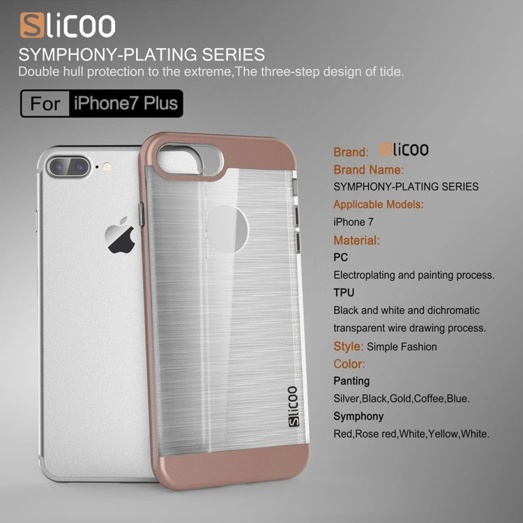 SLiCOO for iPhone 8 Plus & 7 Plus   Concise Fashion Separable Dichromatic Brushed Texture Transparent TPU + Electroplating PC Combination Case
