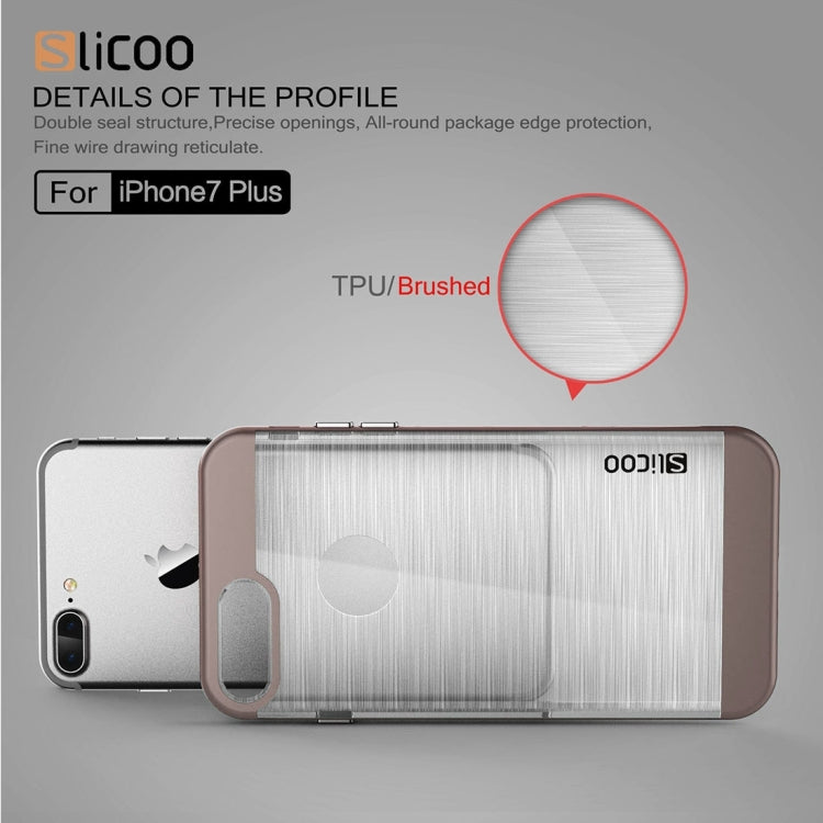 SLiCOO for iPhone 8 Plus & 7 Plus   Concise Fashion Separable Dichromatic Brushed Texture Transparent TPU + Electroplating PC Combination Case