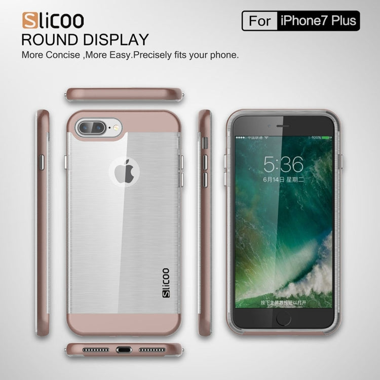 SLiCOO for iPhone 8 Plus & 7 Plus   Concise Fashion Separable Dichromatic Brushed Texture Transparent TPU + Electroplating PC Combination Case