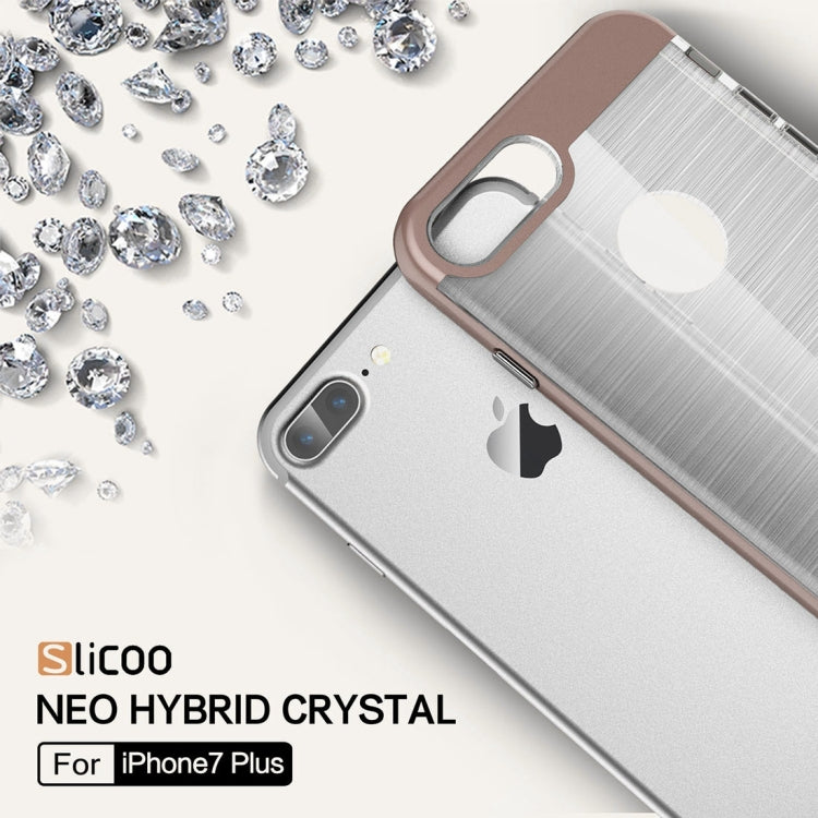 SLiCOO for iPhone 8 Plus & 7 Plus   Concise Fashion Separable Dichromatic Brushed Texture Transparent TPU + Electroplating PC Combination Case