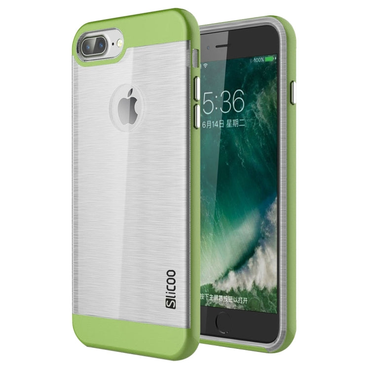 SLiCOO for iPhone 8 Plus & 7 Plus   Concise Fashion Separable Dichromatic Brushed Texture Transparent TPU + Electroplating PC Combination Case