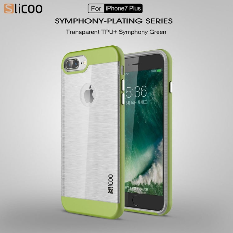 SLiCOO for iPhone 8 Plus & 7 Plus   Concise Fashion Separable Dichromatic Brushed Texture Transparent TPU + Electroplating PC Combination Case