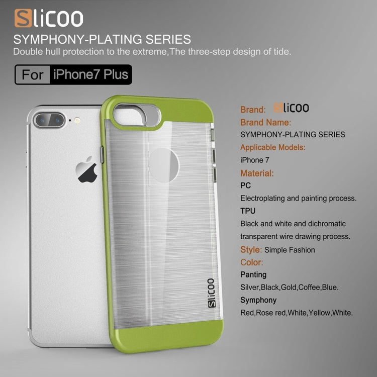 SLiCOO for iPhone 8 Plus & 7 Plus   Concise Fashion Separable Dichromatic Brushed Texture Transparent TPU + Electroplating PC Combination Case