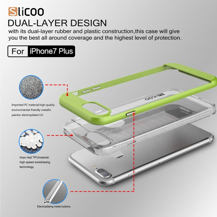 SLiCOO for iPhone 8 Plus & 7 Plus   Concise Fashion Separable Dichromatic Brushed Texture Transparent TPU + Electroplating PC Combination Case