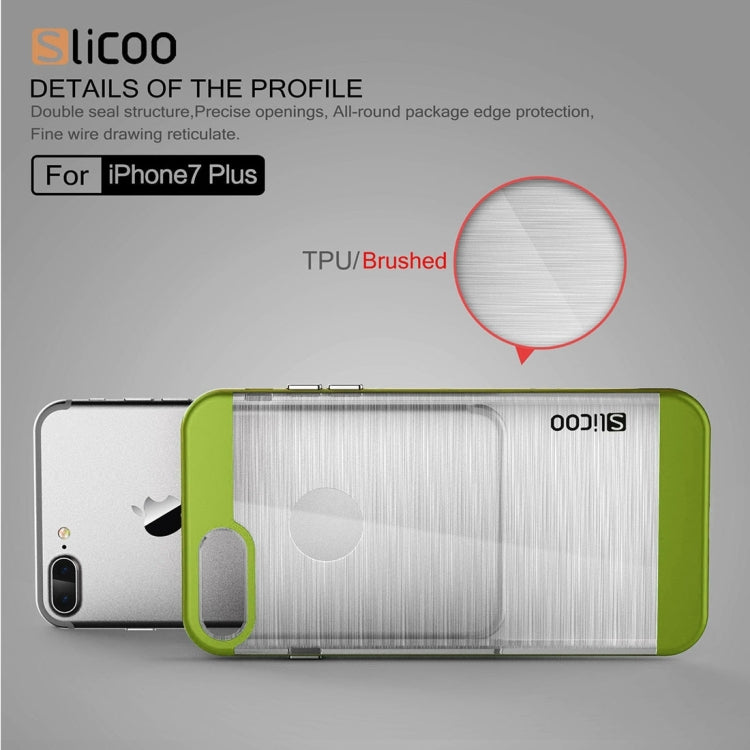 SLiCOO for iPhone 8 Plus & 7 Plus   Concise Fashion Separable Dichromatic Brushed Texture Transparent TPU + Electroplating PC Combination Case
