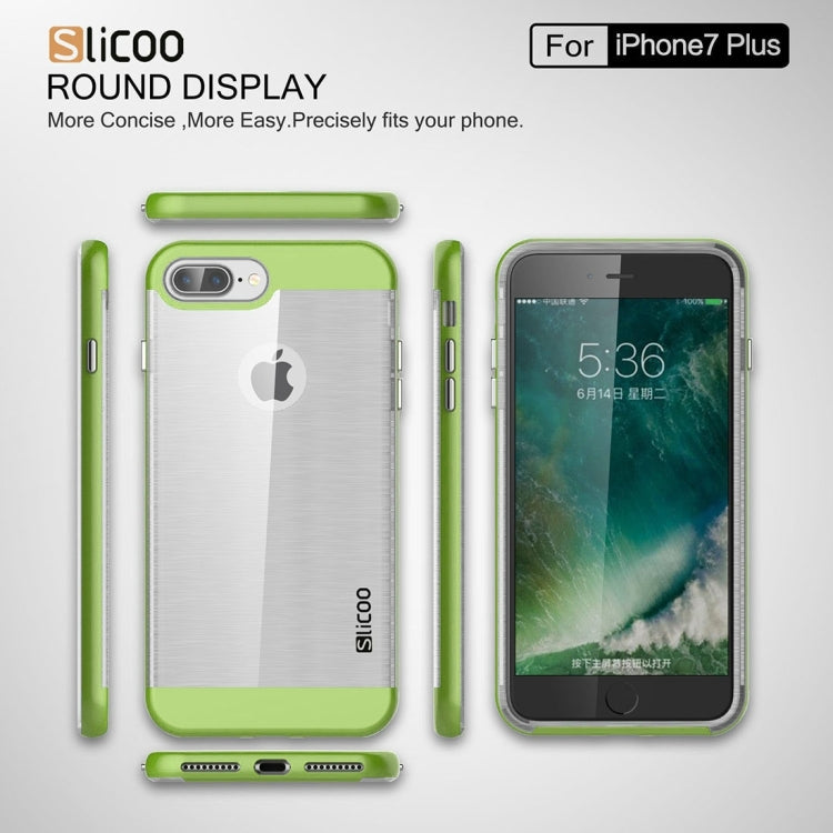 SLiCOO for iPhone 8 Plus & 7 Plus   Concise Fashion Separable Dichromatic Brushed Texture Transparent TPU + Electroplating PC Combination Case