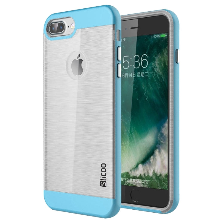 SLiCOO for iPhone 8 Plus & 7 Plus   Concise Fashion Separable Dichromatic Brushed Texture Transparent TPU + Electroplating PC Combination Case
