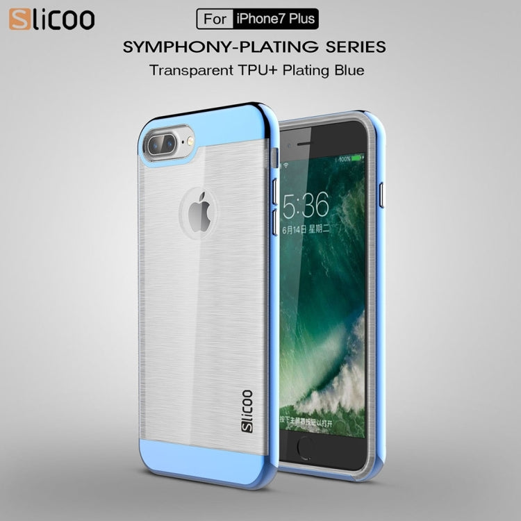 SLiCOO for iPhone 8 Plus & 7 Plus   Concise Fashion Separable Dichromatic Brushed Texture Transparent TPU + Electroplating PC Combination Case