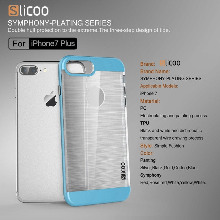 SLiCOO for iPhone 8 Plus & 7 Plus   Concise Fashion Separable Dichromatic Brushed Texture Transparent TPU + Electroplating PC Combination Case