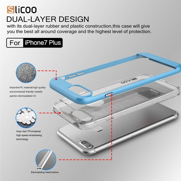 SLiCOO for iPhone 8 Plus & 7 Plus   Concise Fashion Separable Dichromatic Brushed Texture Transparent TPU + Electroplating PC Combination Case