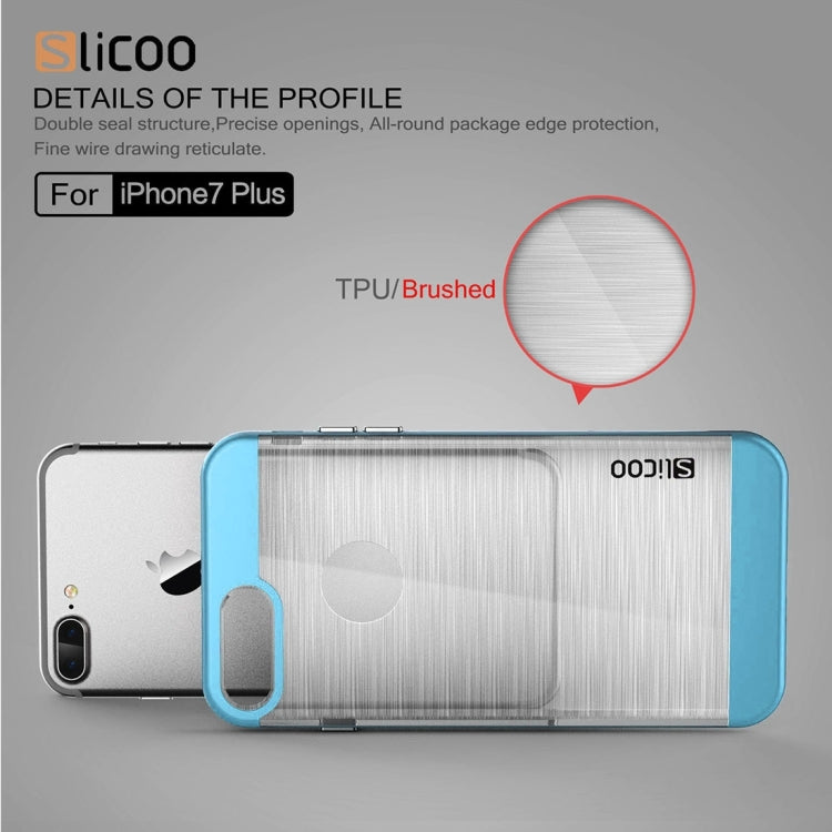 SLiCOO for iPhone 8 Plus & 7 Plus   Concise Fashion Separable Dichromatic Brushed Texture Transparent TPU + Electroplating PC Combination Case