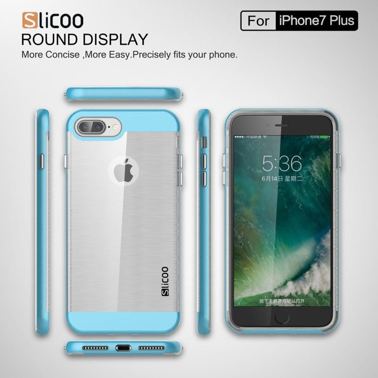 SLiCOO for iPhone 8 Plus & 7 Plus   Concise Fashion Separable Dichromatic Brushed Texture Transparent TPU + Electroplating PC Combination Case