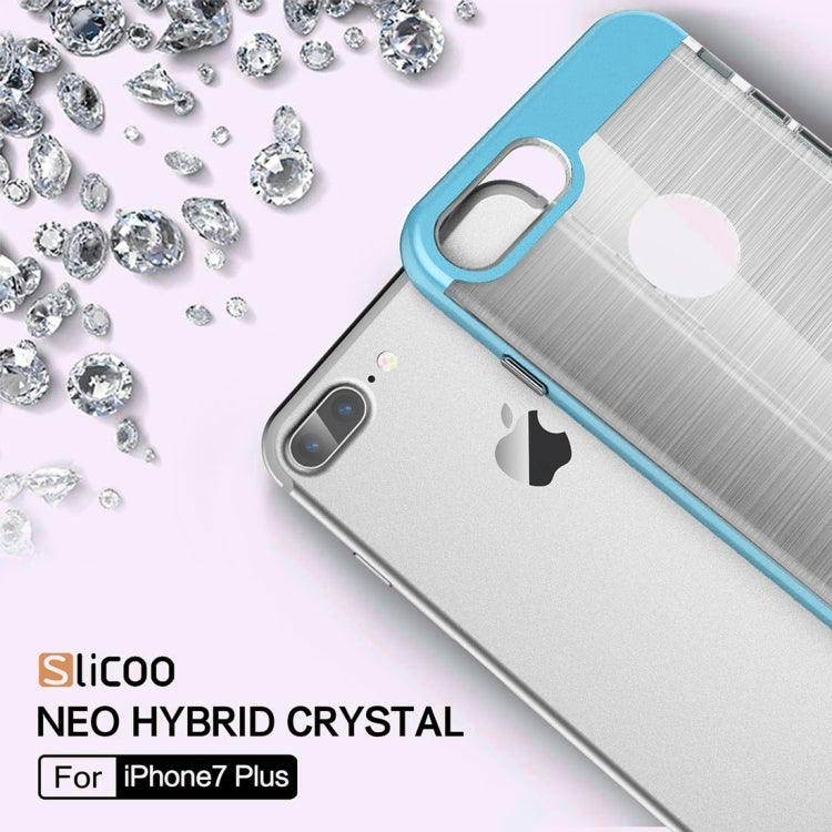 SLiCOO for iPhone 8 Plus & 7 Plus   Concise Fashion Separable Dichromatic Brushed Texture Transparent TPU + Electroplating PC Combination Case