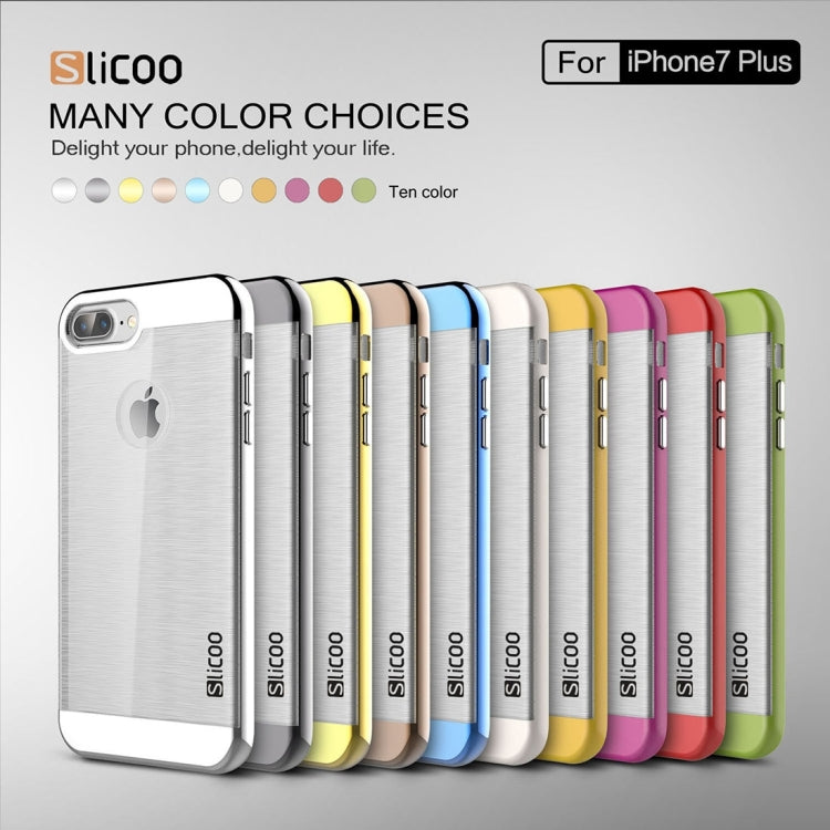 SLiCOO for iPhone 8 Plus & 7 Plus   Concise Fashion Separable Dichromatic Brushed Texture Transparent TPU + Electroplating PC Combination Case