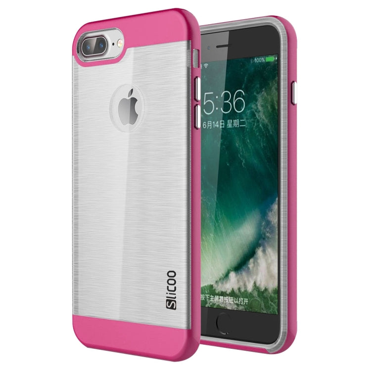 SLiCOO for iPhone 8 Plus & 7 Plus   Concise Fashion Separable Dichromatic Brushed Texture Transparent TPU + Electroplating PC Combination Case