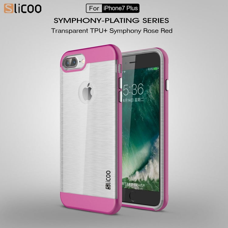 SLiCOO for iPhone 8 Plus & 7 Plus   Concise Fashion Separable Dichromatic Brushed Texture Transparent TPU + Electroplating PC Combination Case