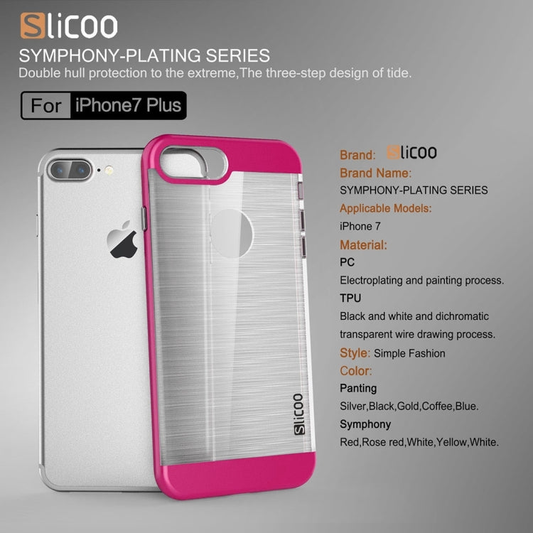 SLiCOO for iPhone 8 Plus & 7 Plus   Concise Fashion Separable Dichromatic Brushed Texture Transparent TPU + Electroplating PC Combination Case