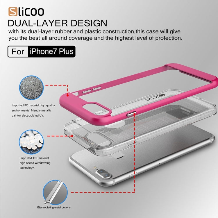 SLiCOO for iPhone 8 Plus & 7 Plus   Concise Fashion Separable Dichromatic Brushed Texture Transparent TPU + Electroplating PC Combination Case