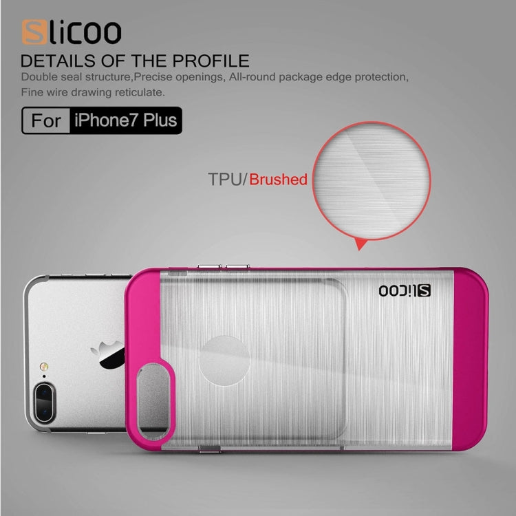 SLiCOO for iPhone 8 Plus & 7 Plus   Concise Fashion Separable Dichromatic Brushed Texture Transparent TPU + Electroplating PC Combination Case