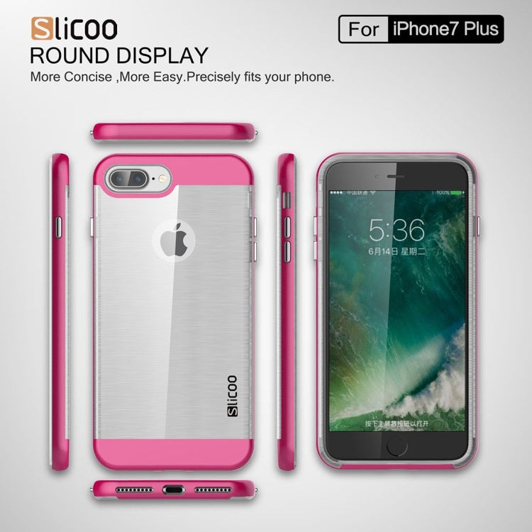 SLiCOO for iPhone 8 Plus & 7 Plus   Concise Fashion Separable Dichromatic Brushed Texture Transparent TPU + Electroplating PC Combination Case