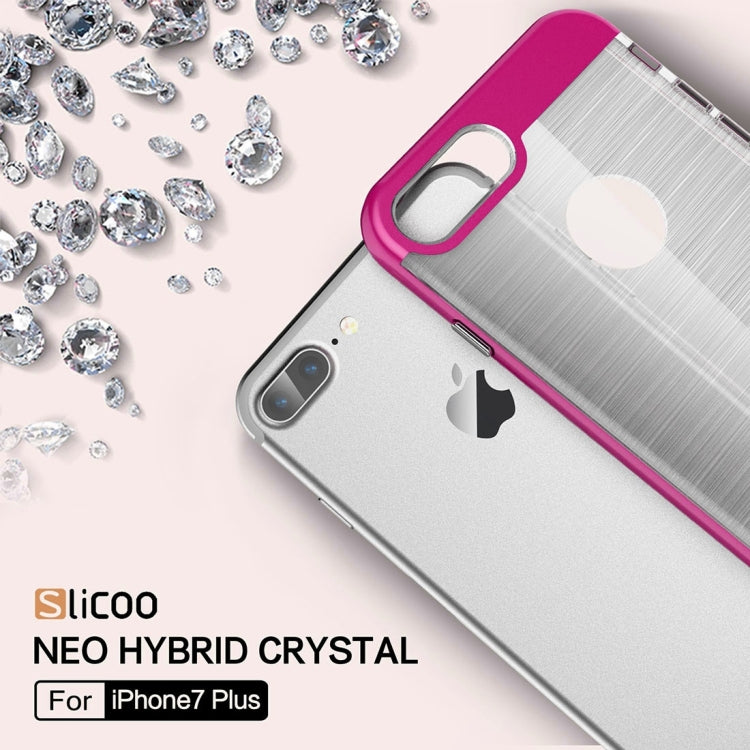 SLiCOO for iPhone 8 Plus & 7 Plus   Concise Fashion Separable Dichromatic Brushed Texture Transparent TPU + Electroplating PC Combination Case