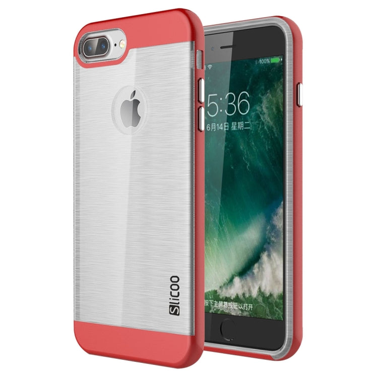 SLiCOO for iPhone 8 Plus & 7 Plus   Concise Fashion Separable Dichromatic Brushed Texture Transparent TPU + Electroplating PC Combination Case