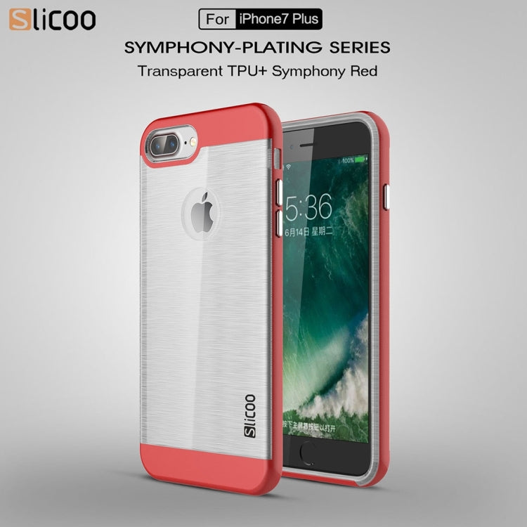 SLiCOO for iPhone 8 Plus & 7 Plus   Concise Fashion Separable Dichromatic Brushed Texture Transparent TPU + Electroplating PC Combination Case