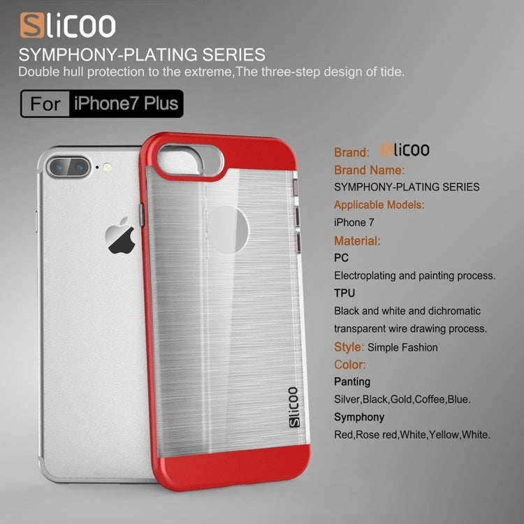 SLiCOO for iPhone 8 Plus & 7 Plus   Concise Fashion Separable Dichromatic Brushed Texture Transparent TPU + Electroplating PC Combination Case