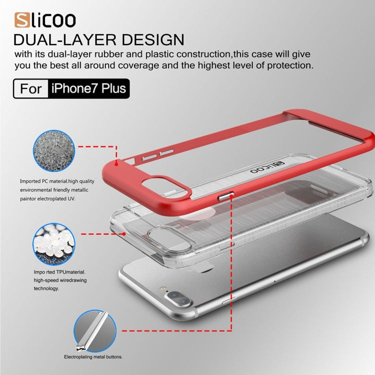 SLiCOO for iPhone 8 Plus & 7 Plus   Concise Fashion Separable Dichromatic Brushed Texture Transparent TPU + Electroplating PC Combination Case
