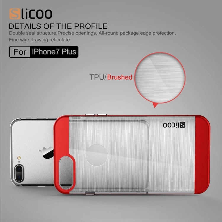 SLiCOO for iPhone 8 Plus & 7 Plus   Concise Fashion Separable Dichromatic Brushed Texture Transparent TPU + Electroplating PC Combination Case