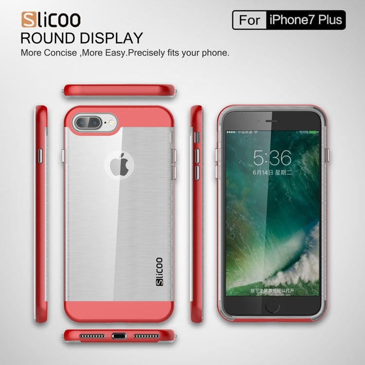 SLiCOO for iPhone 8 Plus & 7 Plus   Concise Fashion Separable Dichromatic Brushed Texture Transparent TPU + Electroplating PC Combination Case