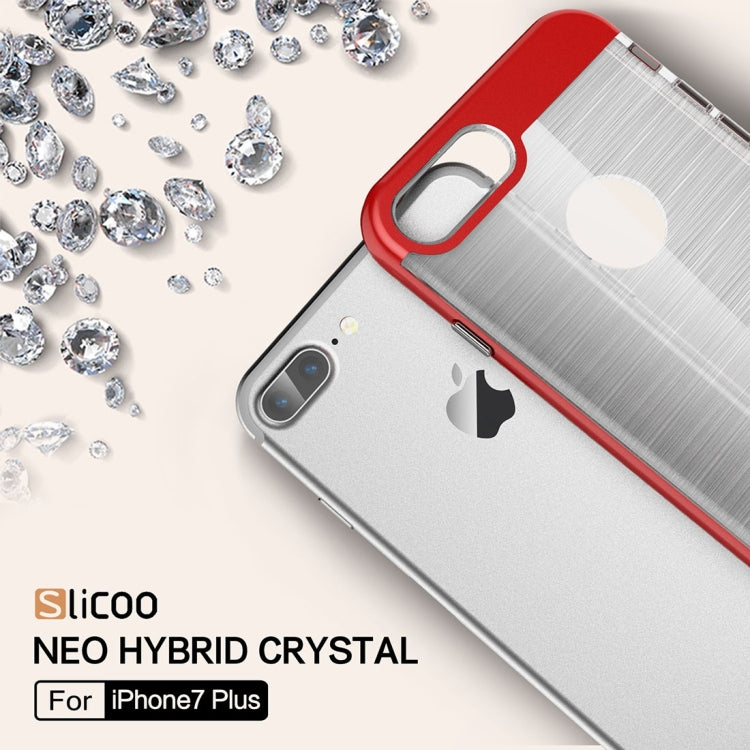 SLiCOO for iPhone 8 Plus & 7 Plus   Concise Fashion Separable Dichromatic Brushed Texture Transparent TPU + Electroplating PC Combination Case