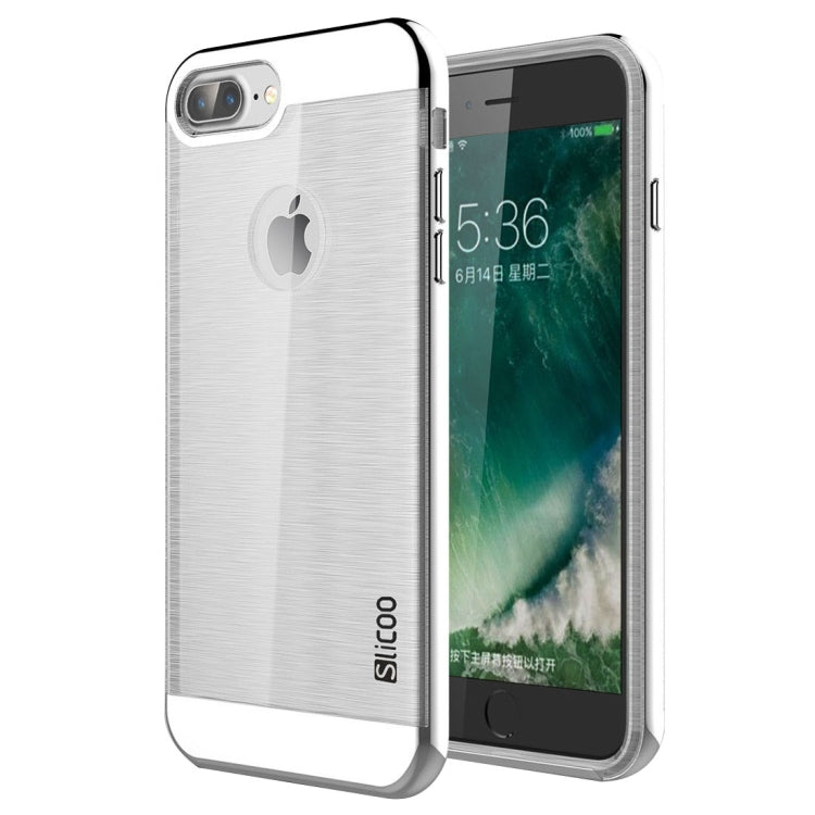 SLiCOO for iPhone 8 Plus & 7 Plus   Concise Fashion Separable Dichromatic Brushed Texture Transparent TPU + Electroplating PC Combination Case