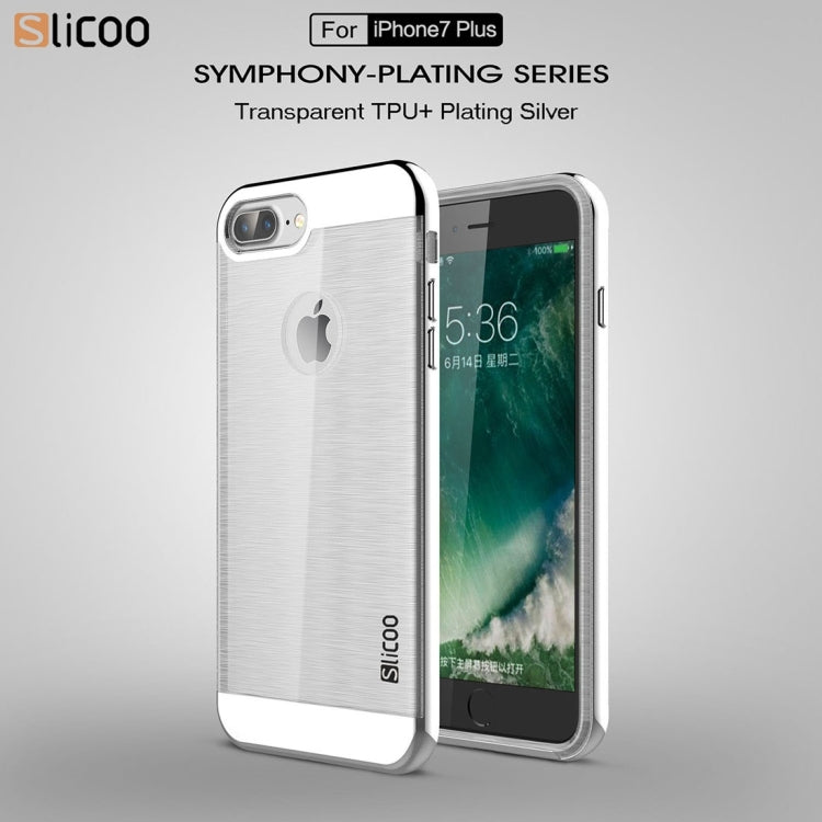 SLiCOO for iPhone 8 Plus & 7 Plus   Concise Fashion Separable Dichromatic Brushed Texture Transparent TPU + Electroplating PC Combination Case