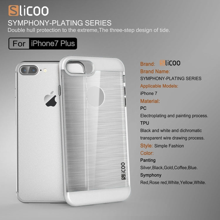 SLiCOO for iPhone 8 Plus & 7 Plus   Concise Fashion Separable Dichromatic Brushed Texture Transparent TPU + Electroplating PC Combination Case