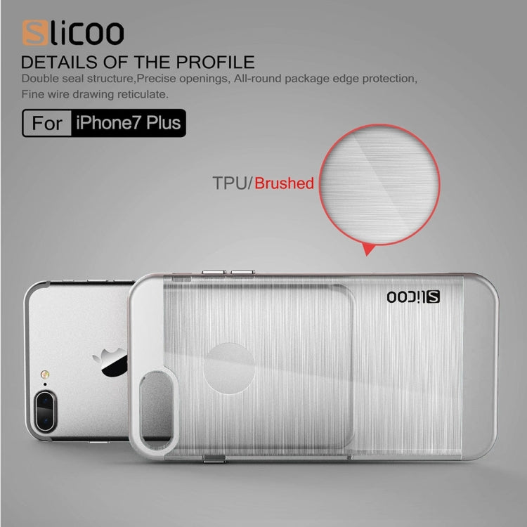 SLiCOO for iPhone 8 Plus & 7 Plus   Concise Fashion Separable Dichromatic Brushed Texture Transparent TPU + Electroplating PC Combination Case