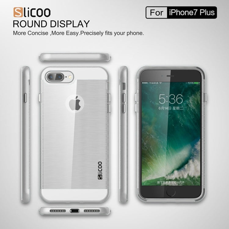 SLiCOO for iPhone 8 Plus & 7 Plus   Concise Fashion Separable Dichromatic Brushed Texture Transparent TPU + Electroplating PC Combination Case