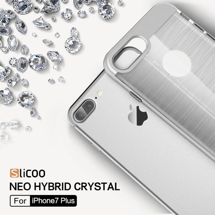 SLiCOO for iPhone 8 Plus & 7 Plus   Concise Fashion Separable Dichromatic Brushed Texture Transparent TPU + Electroplating PC Combination Case