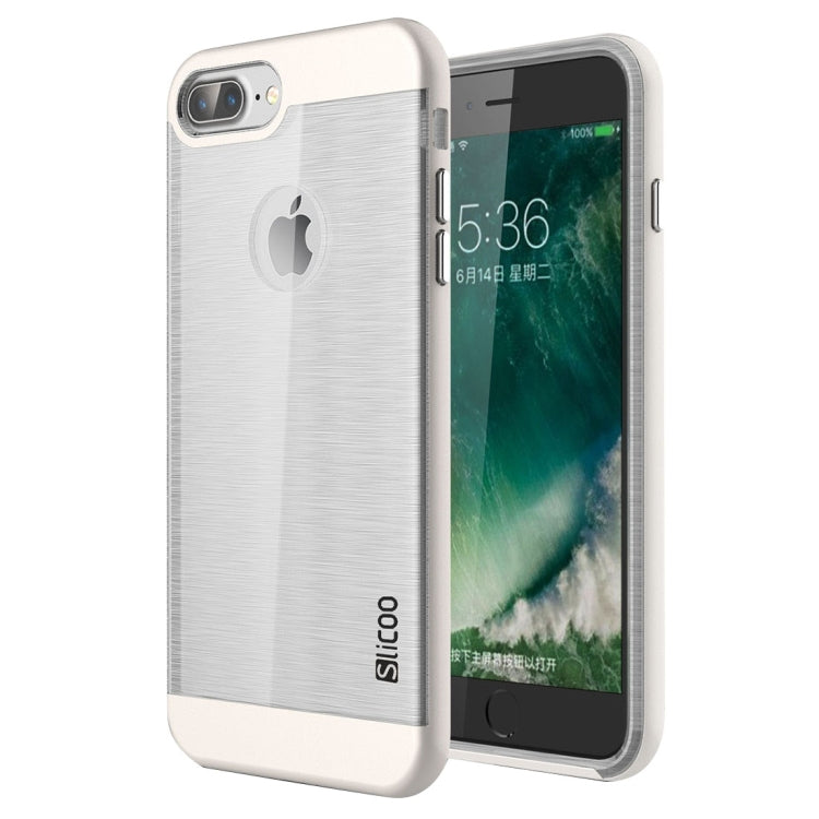 SLiCOO for iPhone 8 Plus & 7 Plus   Concise Fashion Separable Dichromatic Brushed Texture Transparent TPU + Electroplating PC Combination Case