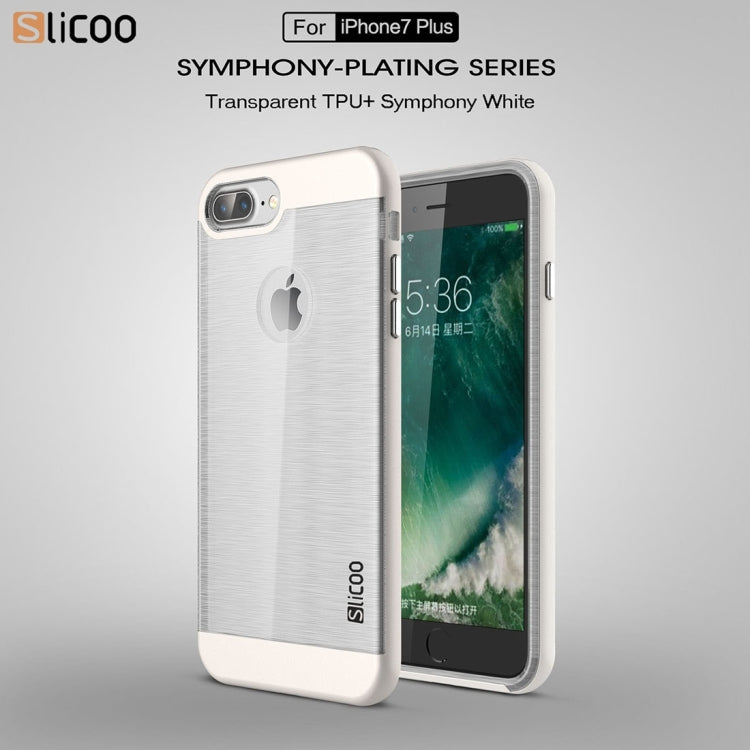 SLiCOO for iPhone 8 Plus & 7 Plus   Concise Fashion Separable Dichromatic Brushed Texture Transparent TPU + Electroplating PC Combination Case