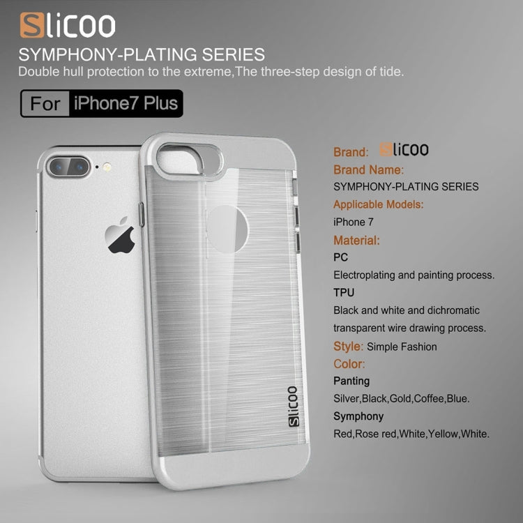 SLiCOO for iPhone 8 Plus & 7 Plus   Concise Fashion Separable Dichromatic Brushed Texture Transparent TPU + Electroplating PC Combination Case