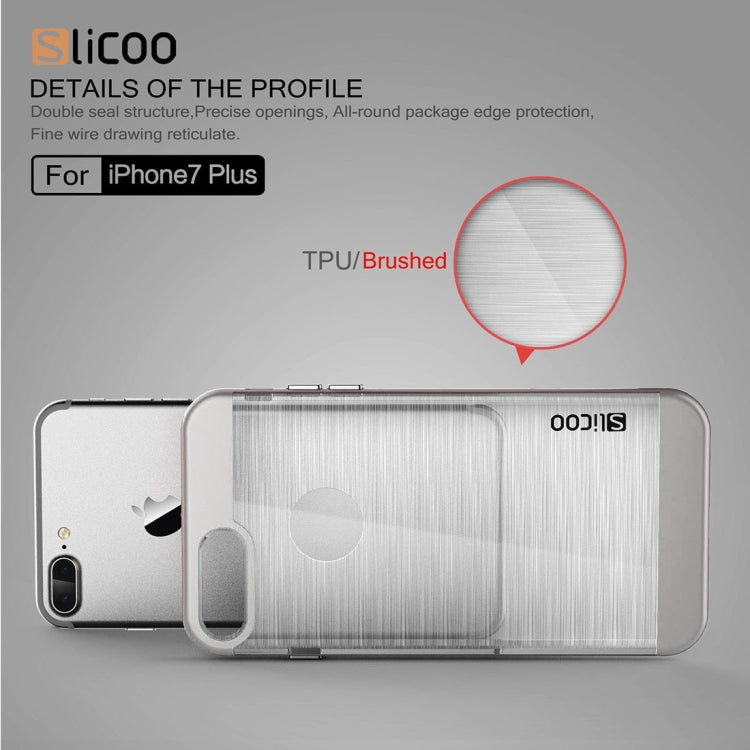 SLiCOO for iPhone 8 Plus & 7 Plus   Concise Fashion Separable Dichromatic Brushed Texture Transparent TPU + Electroplating PC Combination Case