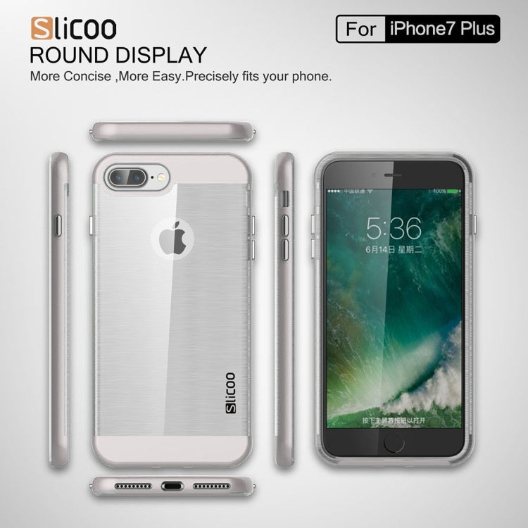 SLiCOO for iPhone 8 Plus & 7 Plus   Concise Fashion Separable Dichromatic Brushed Texture Transparent TPU + Electroplating PC Combination Case