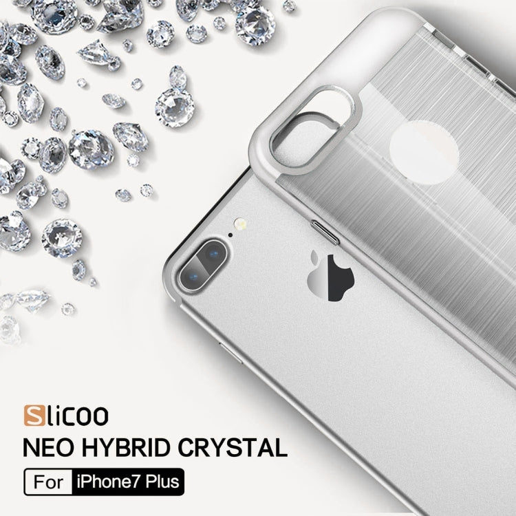 SLiCOO for iPhone 8 Plus & 7 Plus   Concise Fashion Separable Dichromatic Brushed Texture Transparent TPU + Electroplating PC Combination Case
