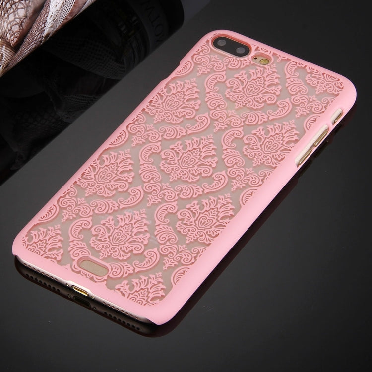 For iPhone 8 Plus & 7 Plus   Embossed Flowers Pattern Plastic Protective Case