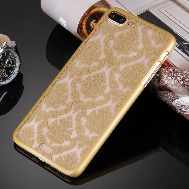 For iPhone 8 Plus & 7 Plus   Embossed Flowers Pattern Plastic Protective Case