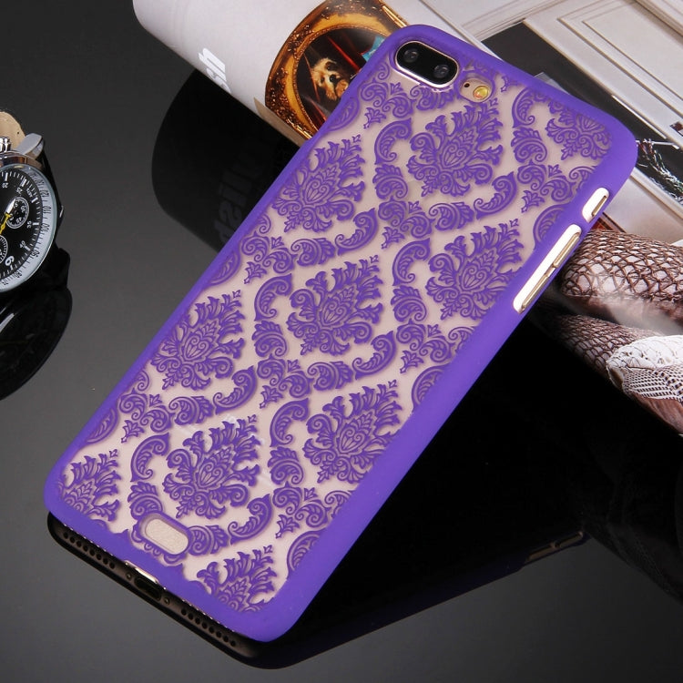 For iPhone 8 Plus & 7 Plus   Embossed Flowers Pattern Plastic Protective Case