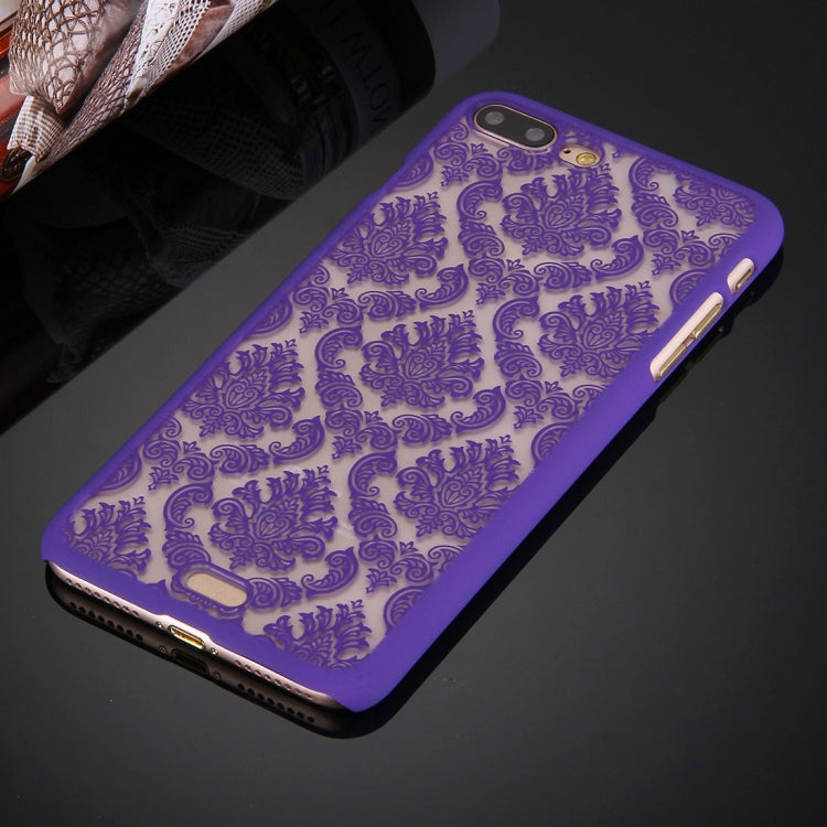 For iPhone 8 Plus & 7 Plus   Embossed Flowers Pattern Plastic Protective Case